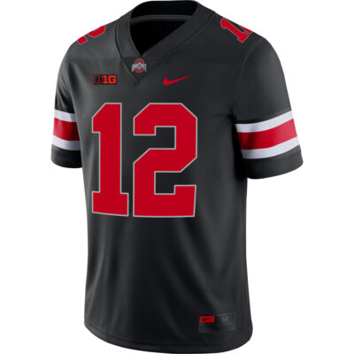 Alternative view of Bryce West Ohio State Buckeyes Football Black Game Jersey w/ B1G Patch - All Stitched