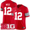 Bryce West Ohio State Buckeyes Football Scarlet Alternate Game Jersey w/ B1G Patch - All Stitched