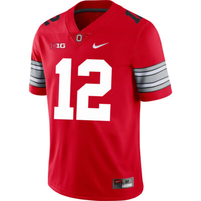 Alternative view of Bryce West Ohio State Buckeyes Football Scarlet Alternate Game Jersey w/ B1G Patch - All Stitched