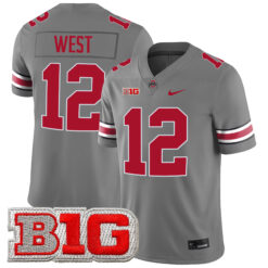 Bryce West Ohio State Buckeyes Football Grey Game Jersey w/ B1G Patch - All Stitched