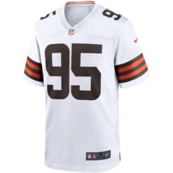 Alternative view of Myles Garrett Cleveland Browns White Away Game Jersey - All Stitched