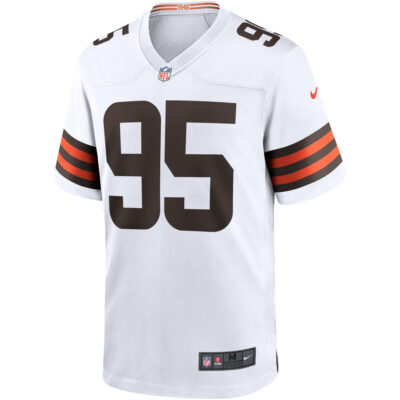 Alternative view of Myles Garrett Cleveland Browns White Away Game Jersey - All Stitched
