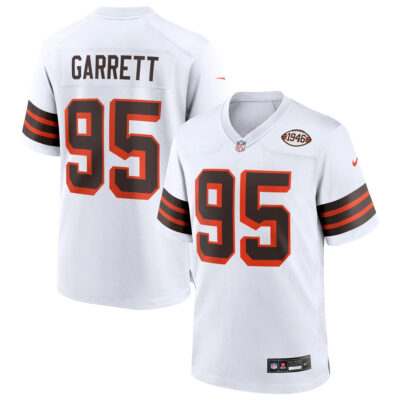 Myles Garrett Cleveland Browns White 1946 Throwback Game Jersey - All Stitched