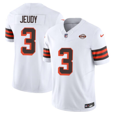 Jerry Jeudy Cleveland Browns White 1946 Throwback Vapor F.U.S.E Limited Jersey - All Stitched