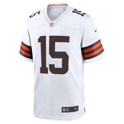 Alternative view of Joe Flacco Cleveland Browns White Away Game Jersey - All Stitched