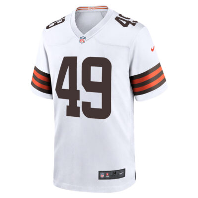 Alternative view of Carson Schwesinger Cleveland Browns White Away Game Jersey - All Stitched