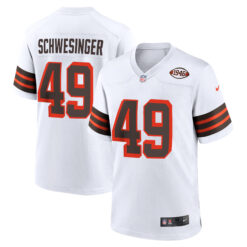 Carson Schwesinger Cleveland Browns White 1946 Throwback Game Jersey - All Stitched