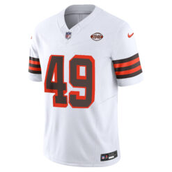 Alternative view of Carson Schwesinger Cleveland Browns White 1946 Throwback Vapor F.U.S.E Limited Jersey - All Stitched