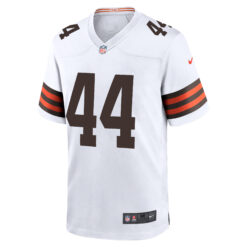 Alternative view of Harold Fannin Jr Cleveland Browns White Away Game Jersey - All Stitched