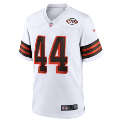 Alternative view of Harold Fannin Jr Cleveland Browns White 1946 Throwback Game Jersey - All Stitched