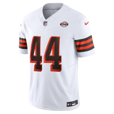 Alternative view of Harold Fannin Jr Cleveland Browns White 1946 Throwback Vapor F.U.S.E Limited Jersey - All Stitched