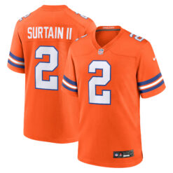 Patrick Surtain II Denver Broncos Orange Mile High Collection 1977 Throwback Game Jersey - All Stitched