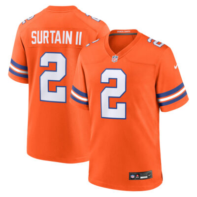 Patrick Surtain II Denver Broncos Orange Mile High Collection 1977 Throwback Game Jersey - All Stitched