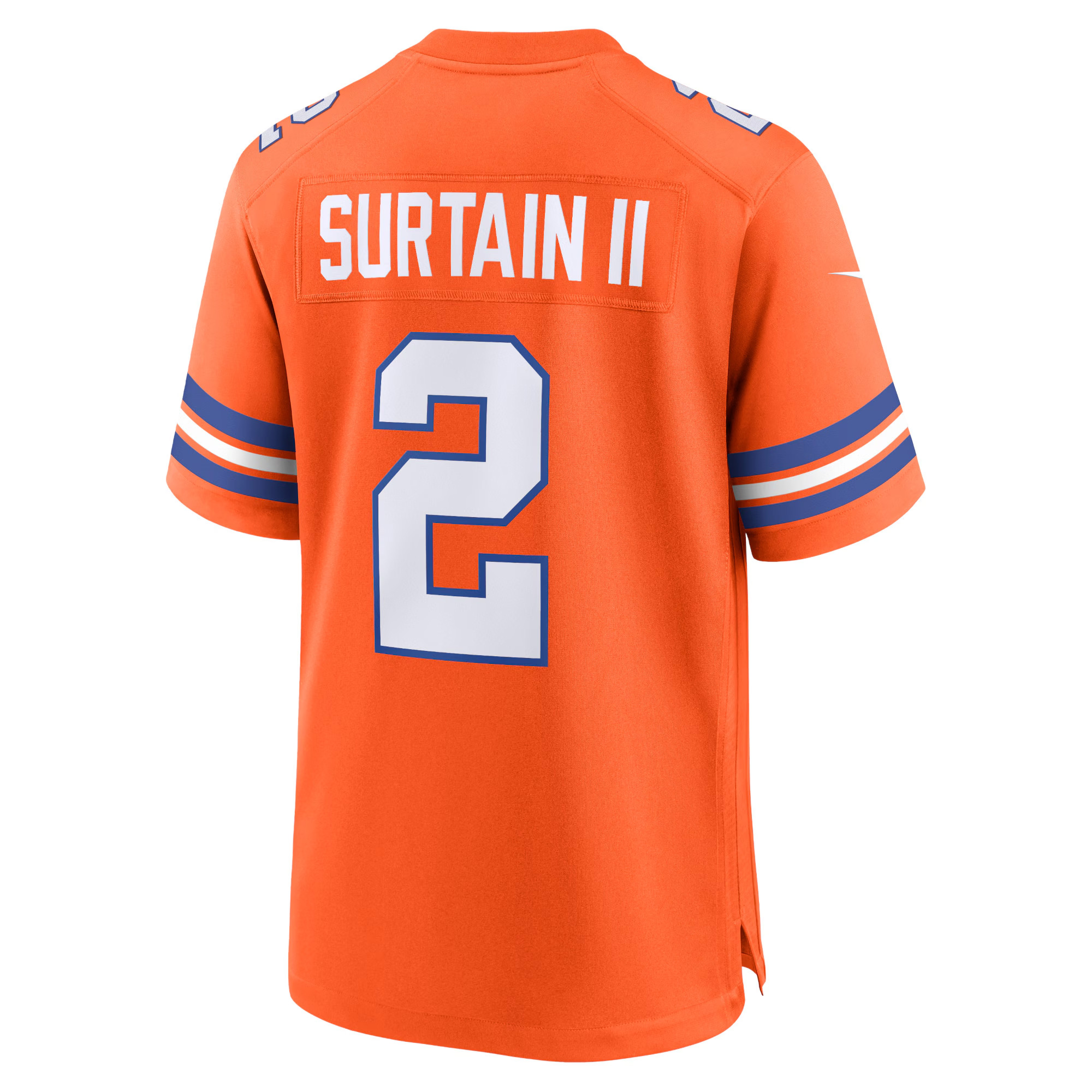 Patrick Surtain II Denver Broncos Orange Mile High Collection 1977 Throwback Game Jersey - All Stitched - Image 3