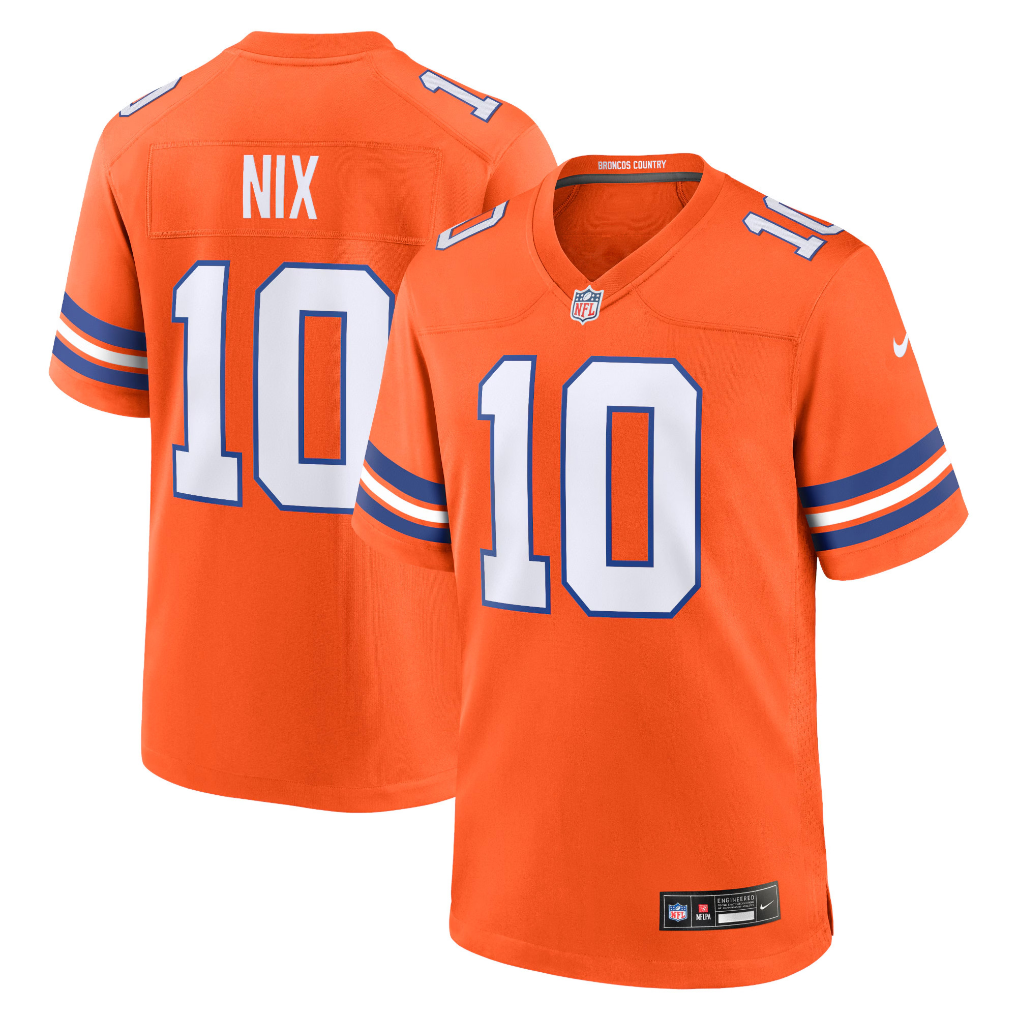 Bo Nix Denver Broncos Orange Mile High Collection 1977 Throwback Game Jersey - All Stitched