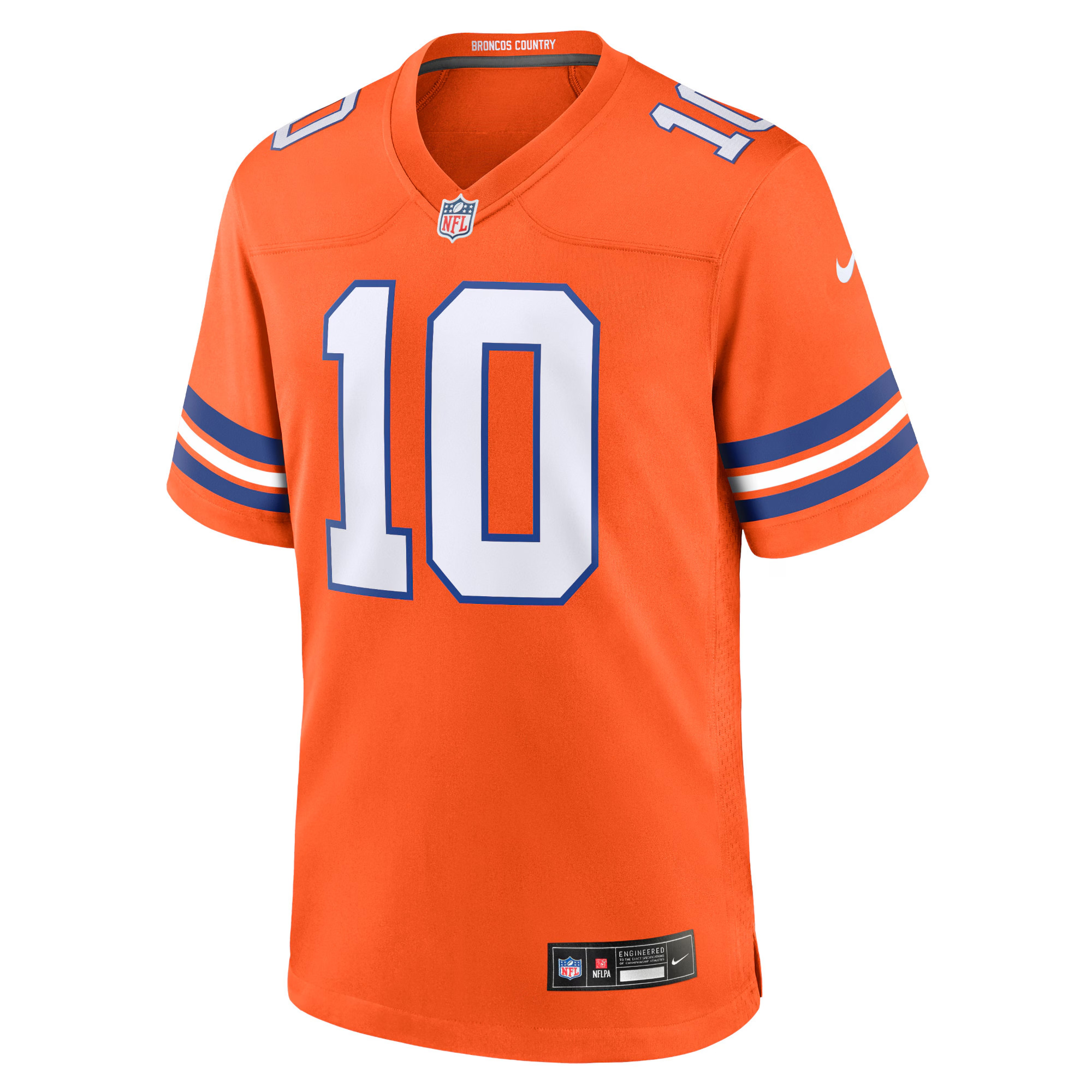 Bo Nix Denver Broncos Orange Mile High Collection 1977 Throwback Game Jersey - All Stitched - Image 2