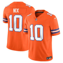 Bo Nix Denver Broncos Orange Mile High Collection 1977 Throwback Vapor F.U.S.E Limited Jersey - All Stitched