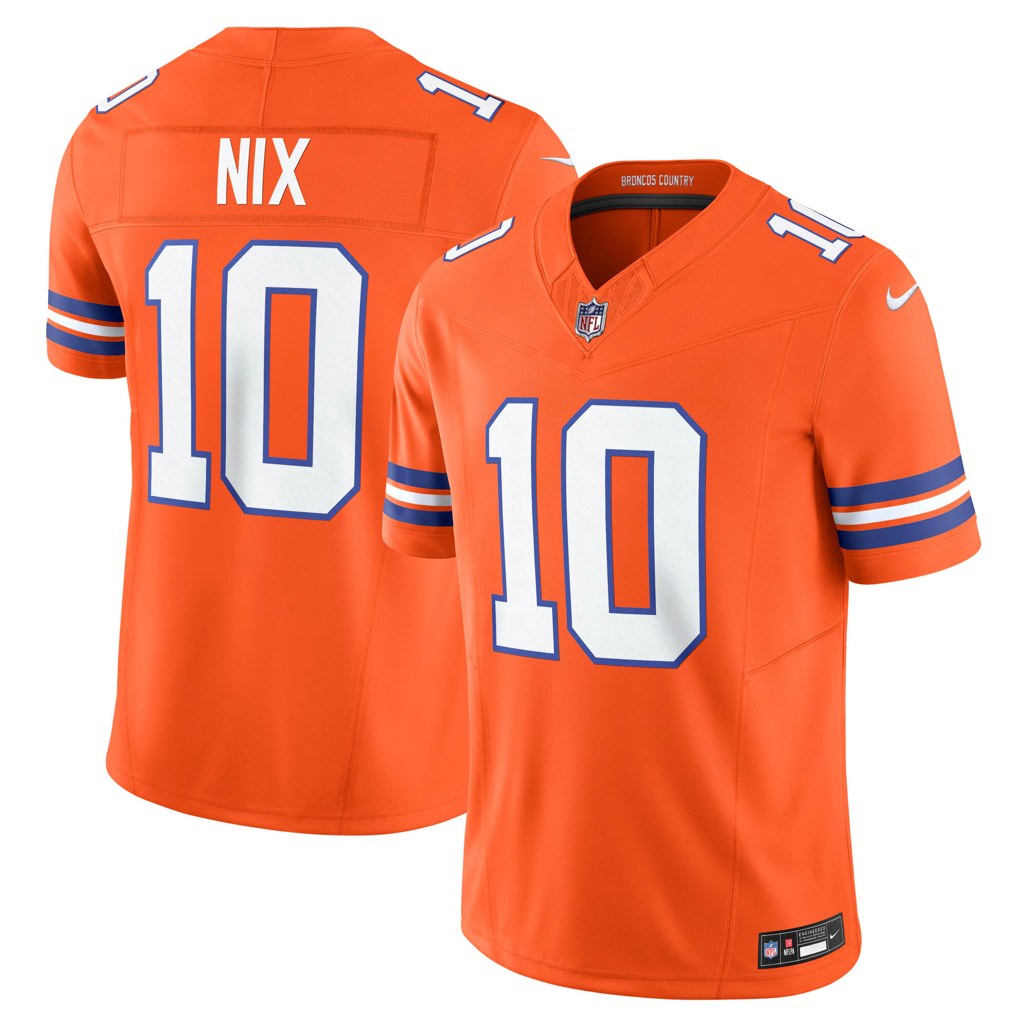 Bo Nix Denver Broncos Orange Mile High Collection 1977 Throwback Vapor F.U.S.E Limited Jersey - All Stitched