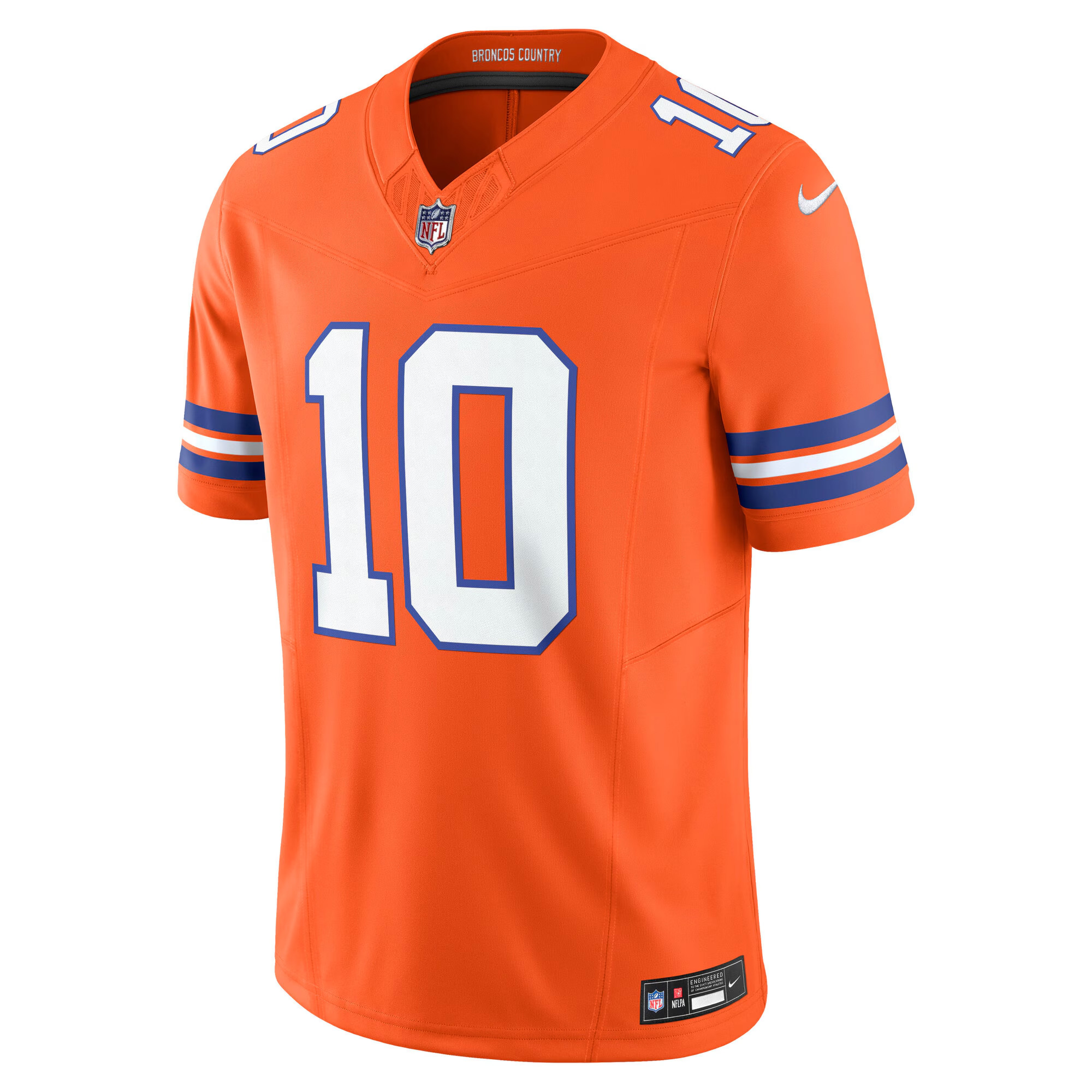 Bo Nix Denver Broncos Orange Mile High Collection 1977 Throwback Vapor F.U.S.E Limited Jersey - All Stitched - Image 2