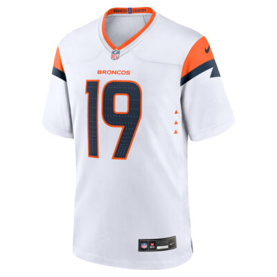 Alternative view of Marvin Mims Jr Denver Broncos White Away Game Jersey - All Stitched