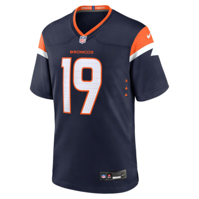 Alternative view of Marvin Mims Jr Denver Broncos Navy Alternate Game Jersey - All Stitched