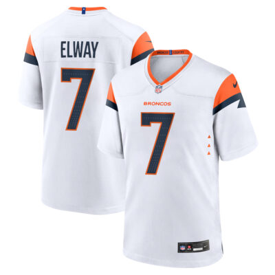 John Elway Denver Broncos White Away Game Jersey - All Stitched