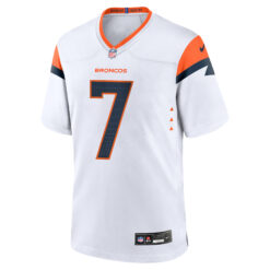 Alternative view of John Elway Denver Broncos White Away Game Jersey - All Stitched
