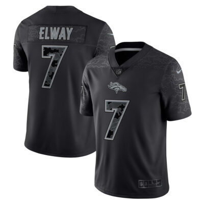 John Elway Denver Broncos Black RFLCTV Limited Jersey - All Stitched