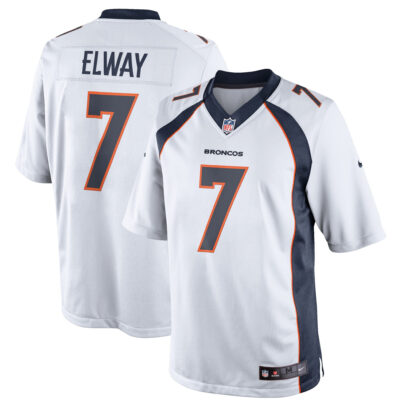 John Elway Denver Broncos White Jersey - All Stitched