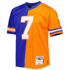 Alternative view of John Elway Denver Broncos Royal Orange Split Throwback Jersey - All Stitched