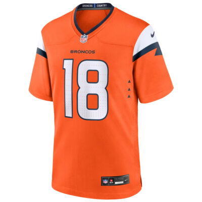 Alternative view of Peyton Manning Denver Broncos Orange Home Game Jersey - All Stitched