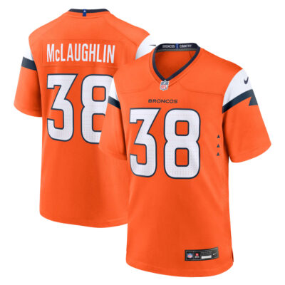 Jaleel McLaughlin Denver Broncos Orange Home Game Jersey - All Stitched