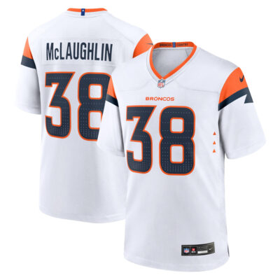 Jaleel McLaughlin Denver Broncos White Away Game Jersey - All Stitched