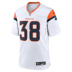 Alternative view of Jaleel McLaughlin Denver Broncos White Away Game Jersey - All Stitched