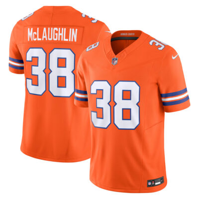Jaleel McLaughlin Denver Broncos Orange Mile High Collection 1977 Throwback Vapor F.U.S.E Limited Jersey - All Stitched