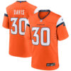 Terrell Davis Denver Broncos Orange Home Game Jersey - All Stitched