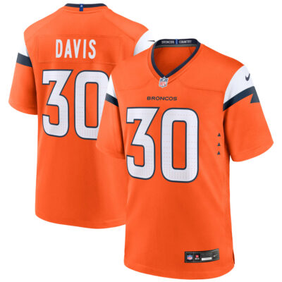 Terrell Davis Denver Broncos Orange Home Game Jersey - All Stitched