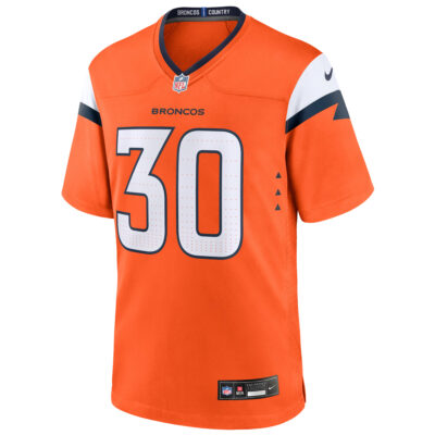 Alternative view of Terrell Davis Denver Broncos Orange Home Game Jersey - All Stitched