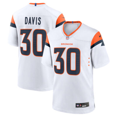 Terrell Davis Denver Broncos White Away Game Jersey - All Stitched