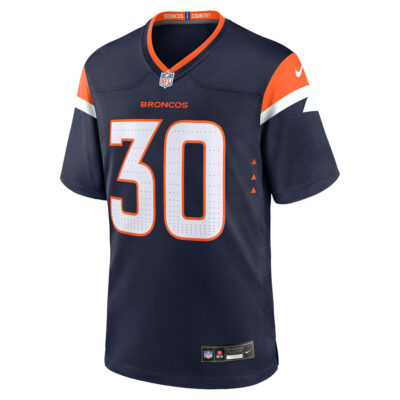 Alternative view of Terrell Davis Denver Broncos Navy Alternate Game Jersey - All Stitched