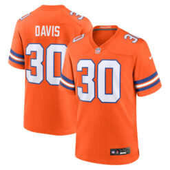 Terrell Davis Denver Broncos Orange Mile High Collection 1977 Throwback Game Jersey - All Stitched