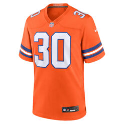 Alternative view of Terrell Davis Denver Broncos Orange Mile High Collection 1977 Throwback Game Jersey - All Stitched