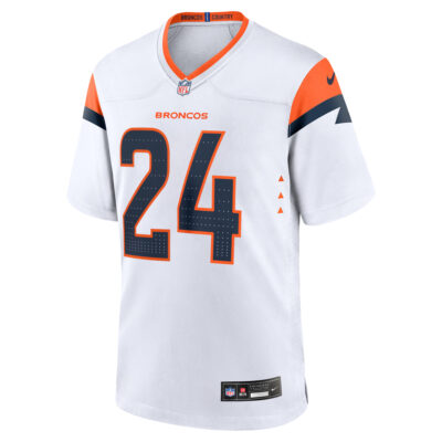 Alternative view of Champ Bailey Denver Broncos White Away Game Jersey - All Stitched