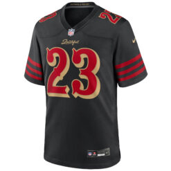 Alternative view of Christian McCaffrey San Francisco 49ers Black 2025 Rivalries Collection Game Jersey - All Stitched