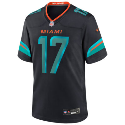 Alternative view of Jaylen Waddle Miami Dolphins Pitch Blue 2025 Rivalries Collection Game Jersey - All Stitched