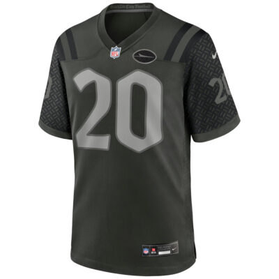 Alternative view of Breece Hall New York Jets Gotham Green 2025 Rivalries Collection Game Jersey - All Stitched