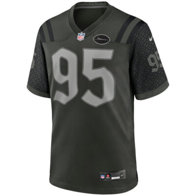 Alternative view of Quinnen Williams New York Jets Gotham Green 2025 Rivalries Collection Game Jersey - All Stitched