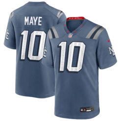 Drake Maye New England Patriots Storm Blue 2025 Rivalries Collection Game Jersey - All Stitched
