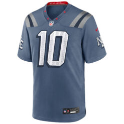 Alternative view of Drake Maye New England Patriots Storm Blue 2025 Rivalries Collection Game Jersey - All Stitched