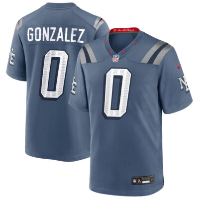 Christian Gonzalez New England Patriots Storm Blue 2025 Rivalries Collection Game Jersey - All Stitched